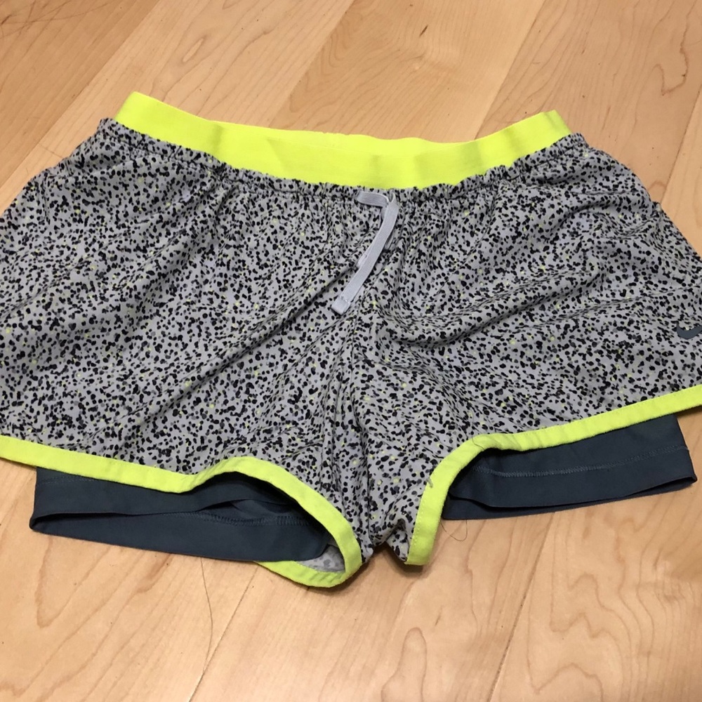 Grey and Yellow Nike DriFit Shorts